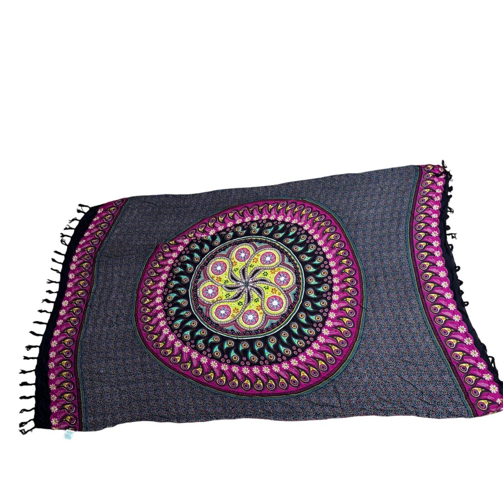 Peaceful People Rayon Mandala Paisley Sarong Wrap Fringed Scarf Whimsigoth Boho